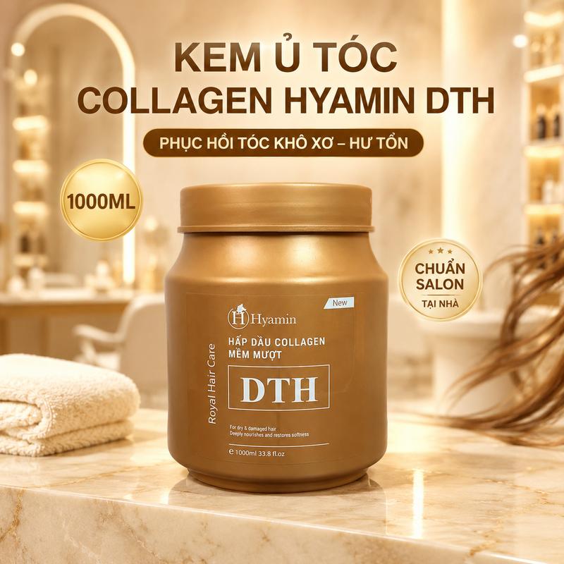 Hấp dầu Collagen Hyamin DTH 1000ml phục hồi tóc khô xơ, hư tổn giúp tóc mềm mượt