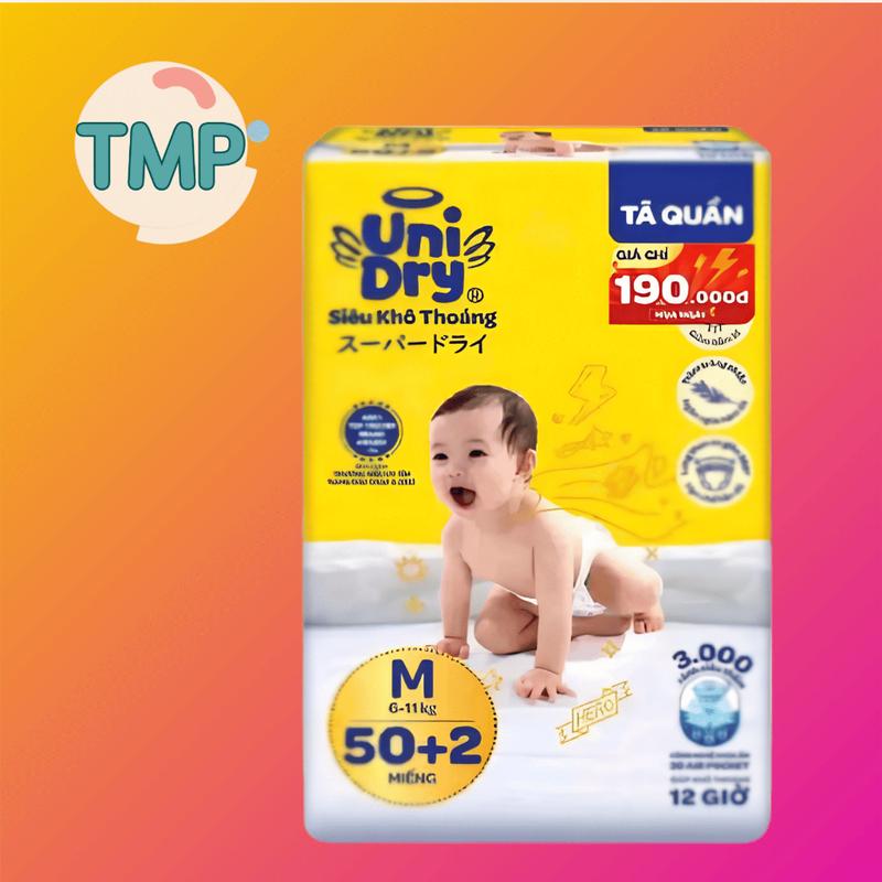 Tã quần UniDry 1 gói 50 miếng Siêu Khô Thoáng Size M50