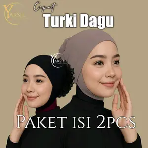 YARSIL Ciput Turki DAGU Paket Hemat 2 Pcs Ciput Jilbab Anti Pusing Dalaman Jilbab Renda Cepol Berkualitas Tinggi