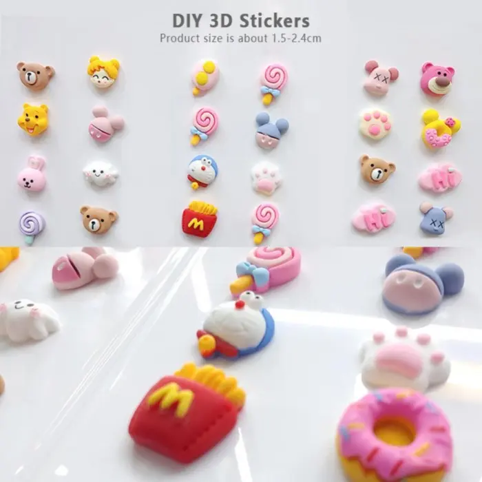 COD AMAN ISI 4 PCS STIKER TIMBUL 3D RESIN HANDPHONE BOTOL MINUM KULKAS KARTUN - ACAK BY bd*moffstore 4