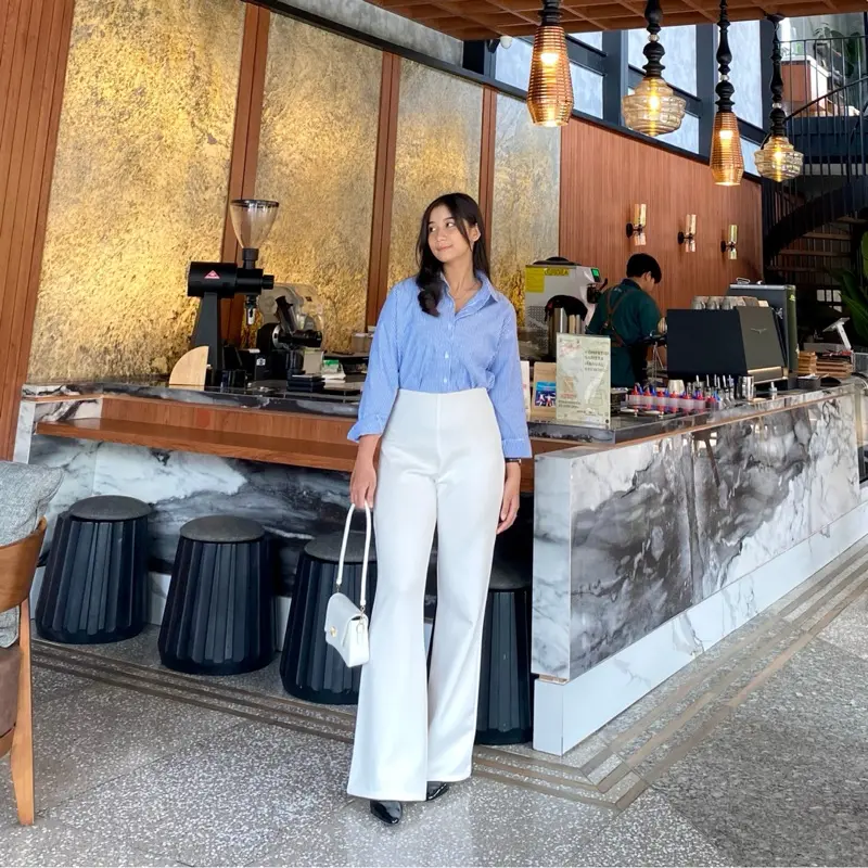 Flare Pants 388 Celana Highwaist - Celana Flare Pants - Highwaist Kulot Cutbray Wanita Casual Panjang Bawahan Cewek ootd cutbray hitam Basic celana flare outfit Scuba 5