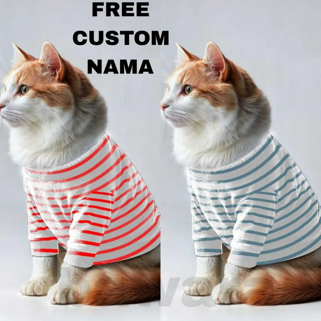 wawoye baju anjing monyet kelinci kucing model lengan panjang salur bisa custom nama free