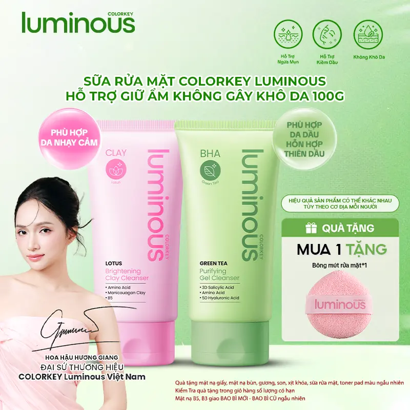 Sữa Rửa Mặt COLORKEY LUMINOUS Phiên Bản Mới Giúp Làm Sạch, Hỗ Trợ Giữ Ẩm Hạn Chế Khô Da 100g
