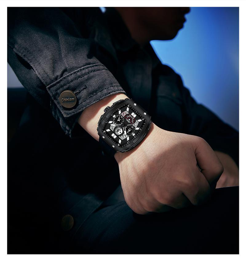 Product Introduction of 【003Harga telah diganti, cepat beli】BIDEN Jam Tangan Pria Anti Air Olahraga Multifungsi Tali Silikon Pria Jam Tangan Cowok Original YNR028 23