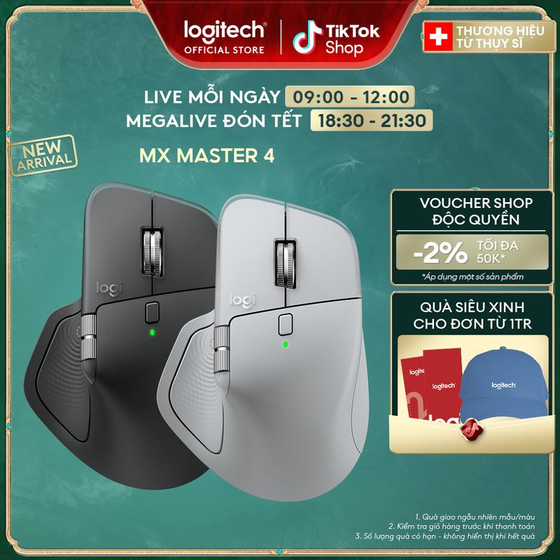  Logitech MX Master 4 Chuột không dây công thái học với cơ chế rung phản hồi hiệu suất nâng cao Cuộn siêu nhanh Sạc qua cổng USB-C Bluetooth tương thích với Windows MacOS - màu than chì xám nhạt 