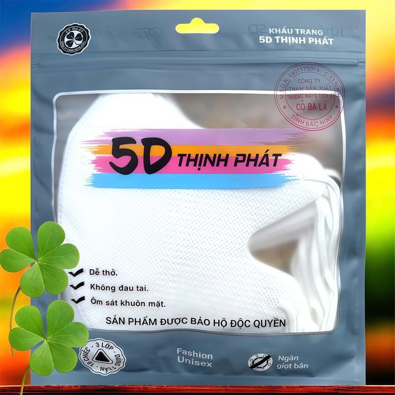  100 Chiếc Khẩu Trang 5D Thịnh Phát 3 Lớp Kháng Khuẩn Kháng Giọt Bắn Chống Tia UV Phụ Kiện Màu Sắc Đa Dạng 