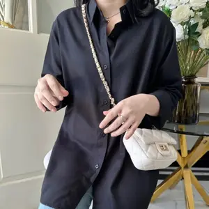 Kemeja Atasan Polos Wanita Bahan Rayon Twill Adem Lengan Panjang