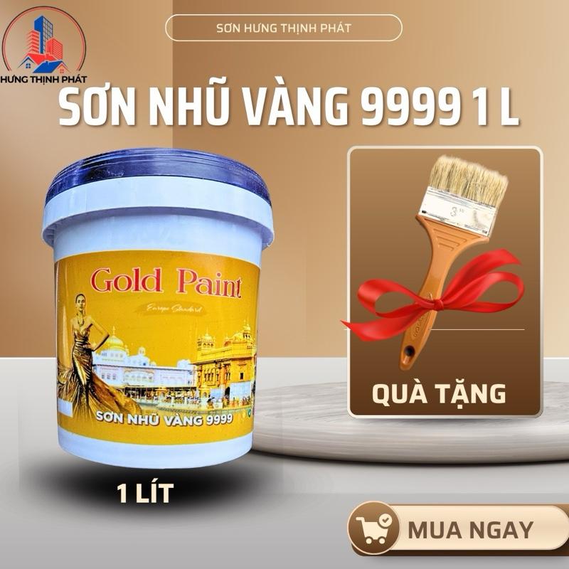  1 Lít Sơn nhũ vàng 9999 sơn nhũ đồng ánh kim sơn đền chùa ánh kim nhũ vàng sơn phào chỉ vàng kim sơn chậu cảnh sơn trang trí sơn decor điểm nhấn sơn tranh tường sơn tượng sơn giả đá giả gỗ tặng chổi quét 