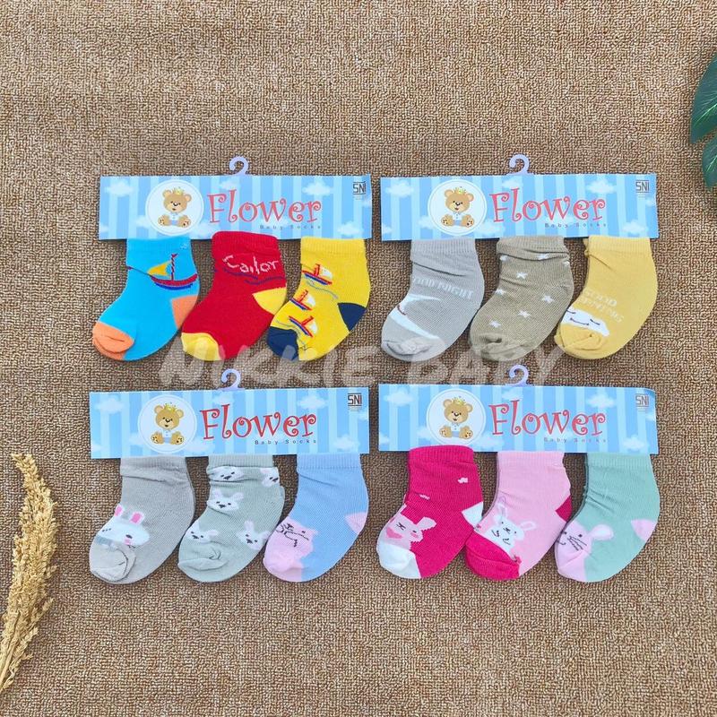 Kaos kaki Newborn 3 pasang lembut hangat Bayi 0