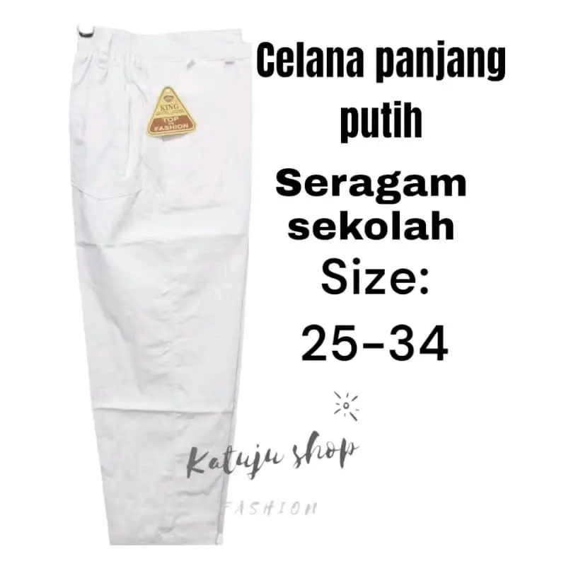Celana panjang putih sekolah usia 6-12 tahun celana putih sekolah Fashion Anak 5