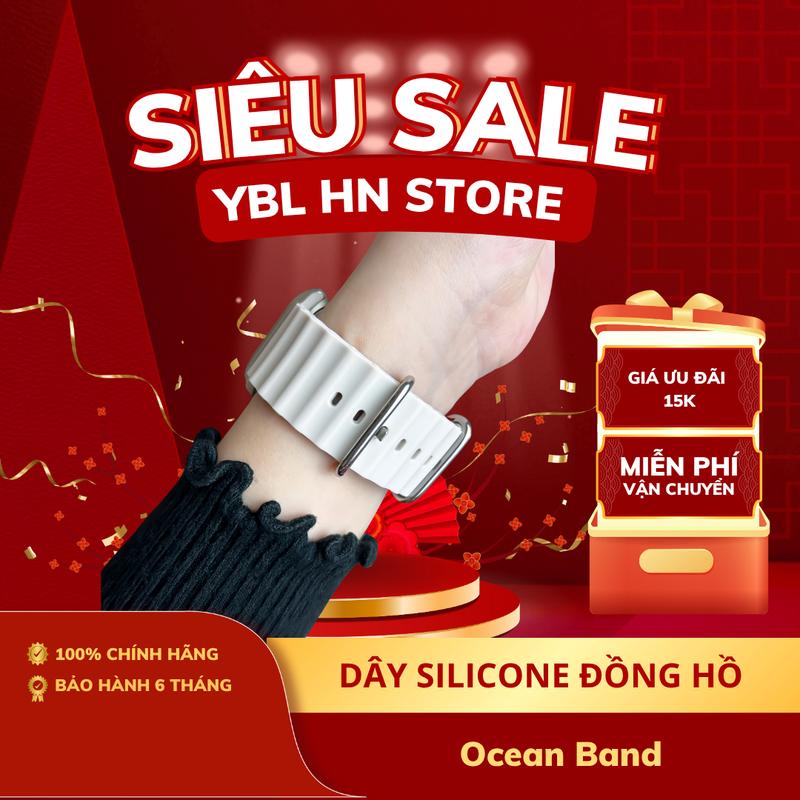 Dây Ocean Silicone Dành Cho Đồng Hồ Thông Minh Series 10 9 8 7 6 5 4 3 Ultra và SE Size Dây 42mm 44mm 45mm 49mm Phụ Kiện