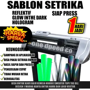 Sablon setrika Reflektif Menyala Custom bebas design Glow In The Dark Tanpa Po