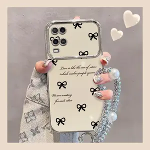 Cocok untuk casing ponsel OPPO A54 4G Case ponsel anti jatuh dengan tali pita yang indah XWDDDSC081