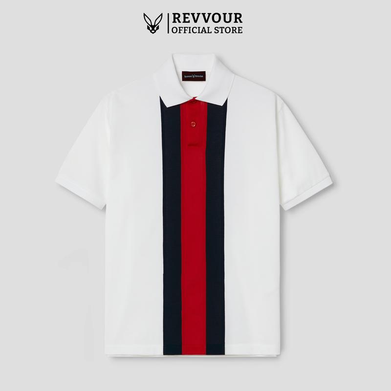 Áo Polo Nam Belami White/NavyCotton Cá Sấu (100% Cotton) Co Giãn 4 Chiều/ Form Regular - REVVOUR