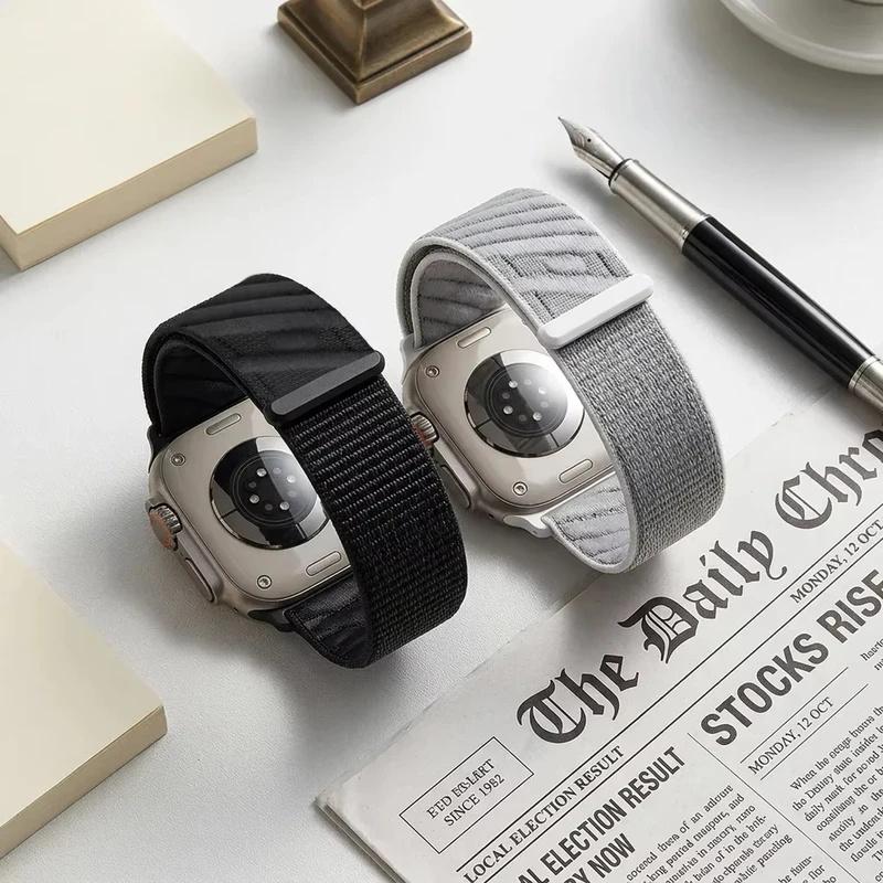 Dây đeo đồng hồ thể thao dạng dây vải gợn sóng cho Apple Watch, kích thước 49 mm, 46 mm, 45 mm, 44 mm, 42 mm; phù hợp với dòng iWatch Ultra/11/10/9/8/SE.