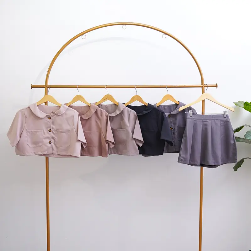 [ Vensh ] One Set Lengan Pendek Firsya / One Set Korean Style / One Set Wanita Kekinian Kancing  Kantong Atasan Setelan Cantik 8