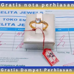 Cincin E.M.A.S Muda Asli Motif Garis Permata Gratis Dompet Dan Surat perhiasan Dari Toko
