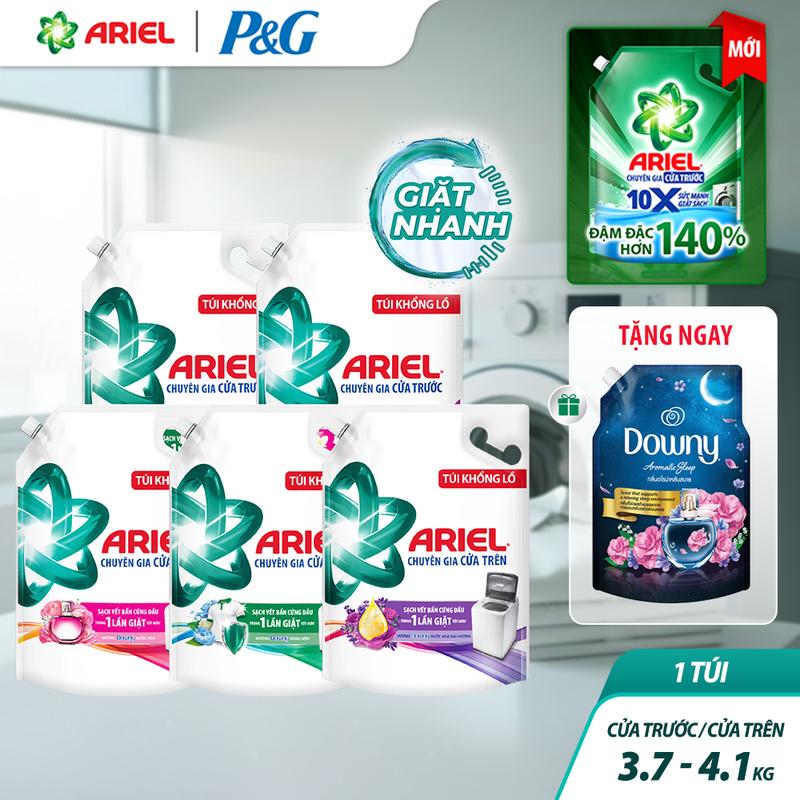   Mua 1 tặng 1  Nước Giặt Ariel Cửa Trên & Cửa trước các loại hương nước hoa 3.7kg - 4.1kg tặng Nước xả vải Downy Thư thái 1L 