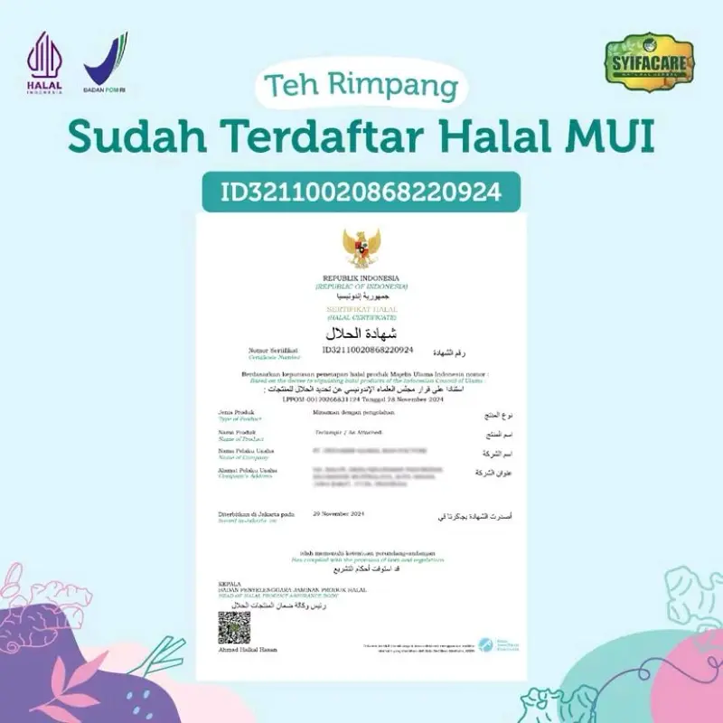 READY TEH RIMPANG SYIFACARE - minuman herbal rempah jahe kunyit lengkuas sereh - BPOM & HALAL Tea Instan 5