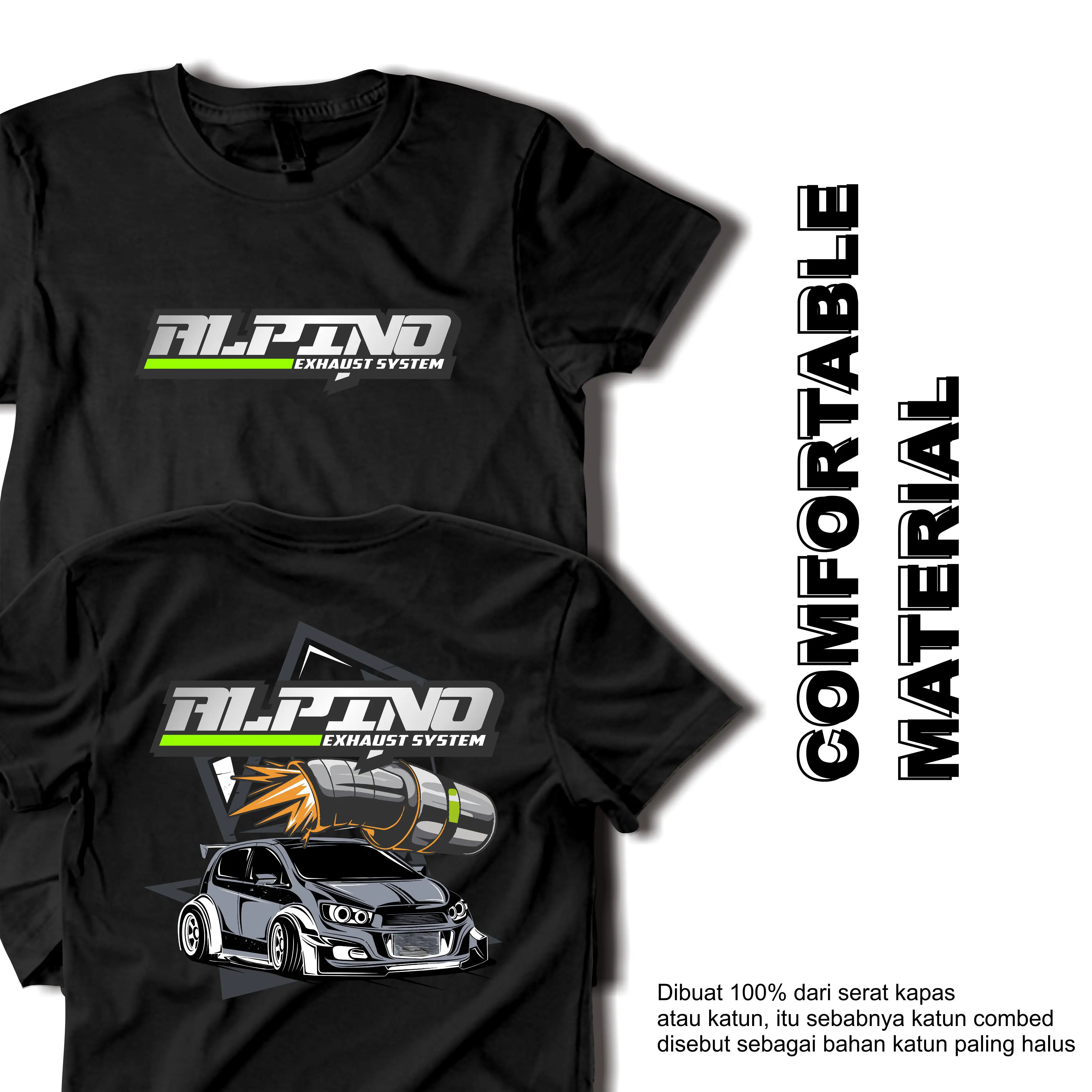 Kaos Alpino Unisex Keren Viral Pria Wanita Dewasa Distro 100% Bahan Katun Combed 30s Premium Warna Hitam Putih Atasan Oblong Baju Sablon - Pendek  Motor Tshirt Surfing Racing baju  alpino 65 jt baju  katun kaos alpino cowok