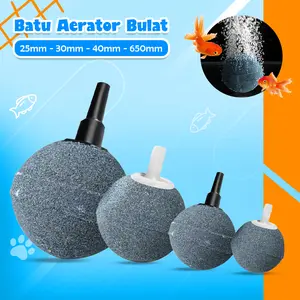 Batu Aerator Bulat Gelembung Halus Aquarium & Aquascape Air Stone Pemberat