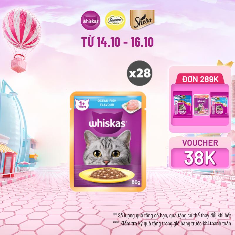 Thùng Thức Ăn Cho Mèo Lớn Dạng Sốt Pate WHISKAS - 28 gói