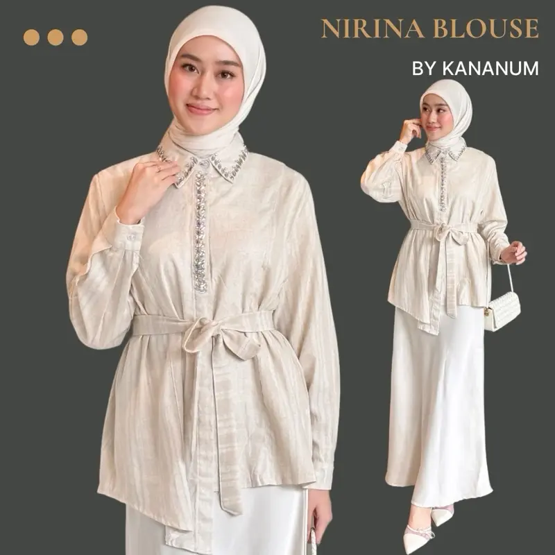 Nirina blouse by KANANUM aplikasi payet 3D bahan bulukuda soft linen 0
