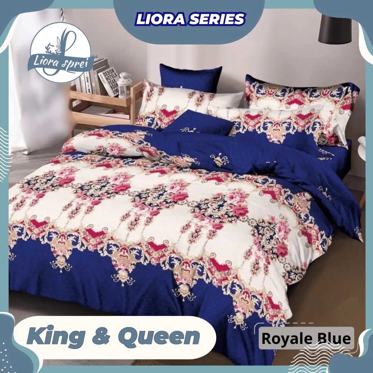 Liora New Motif Homemade Bedcover Set Sprei Flat Dan Bantal Hati Ukuran King 180x200x20 Lembut Untuk Tidur