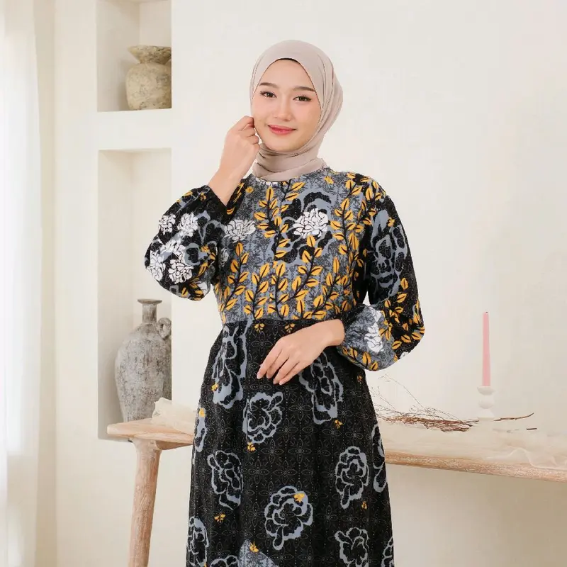 Gamis Lebaran Mewah Semi Jumbo Kekinian - Dress Wanita Busui Friendly - Gamis Ootd Wanita 3