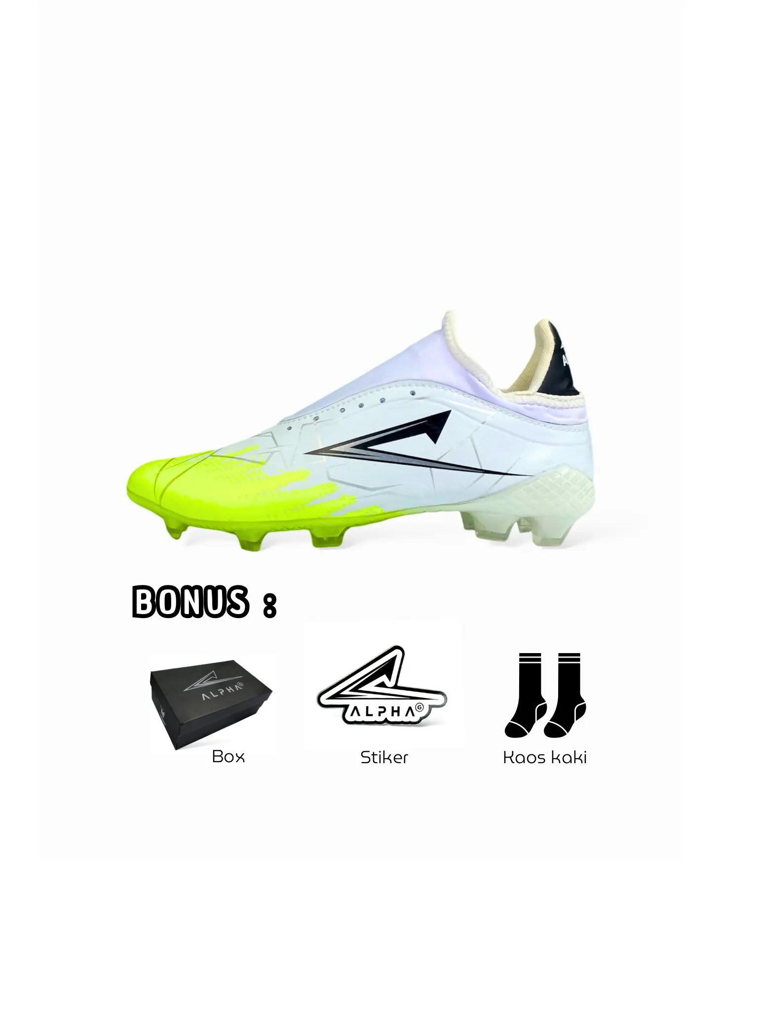 Sepatu Sepak Bola ALPHA G Dewasa Putih Hijau football boots