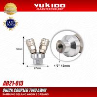 Gambar YUKIDO COUPLER SAMBUNGAN SELANG KOMPRESSOR 2 CABANG / AIR QUICK COUPLER TWO WAY AB21-013 dari PT. YUKIDO POWER TEKNIK Kab. Tangerang 2 Tokopedia