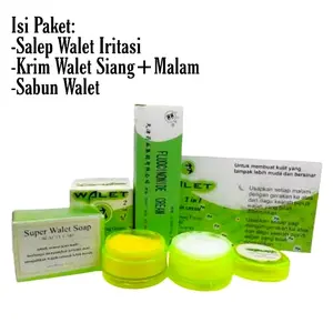 Paket Walet Herbal 3in1 Krim Wajah Siang Dan Malam + Salep Penghilang Flek Hitam + Sabun Cuci Muka Hijau