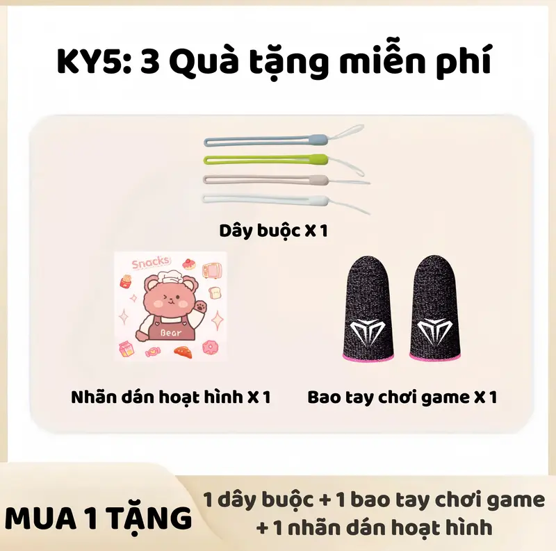 Tai nghe KY5 Nhét Tai Ánh Sáng Mới Nhất [3 Quà tặng] 1 Nhãn dán hoạt hình+1 Dây buộc+1 Bao tay chơi game, Âm thanh nổi mức HiFi, Micrô tích hợp, Chống nước iPX5, Điều khiển cảm ứng, Khử tiếng ồn cho iPhone và Andriod | BigBuy360 - bigbuy360.vn