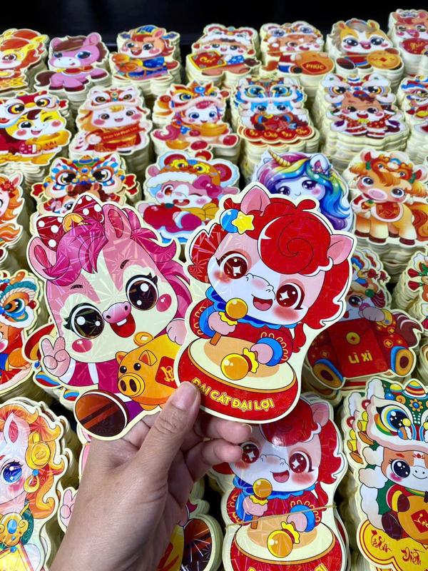 combo 100 bao Lì xì ChiPi phản quang 2 mặt Tết 2026 xuânBính Ngọ mẫu bé trai bé gái đều thích- có lẻ 50 bao cho khách mua ít