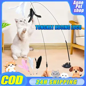 Mainan Kucing Tongkat Mainan Kucing Lucu Tongkat Kucing Tongkat Bulu Mainan Kucing Tongkat Bulu Melengkung Tongkat Bulu Putih