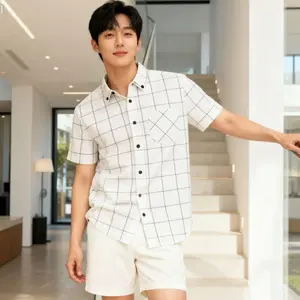 KEMEJA FLANEL DISTRO LENGAN PENDEK PREMIUM DENGAN MOTIF KOTAK CATUR GARIS COCOK ACARA FORMAL & CASUAL