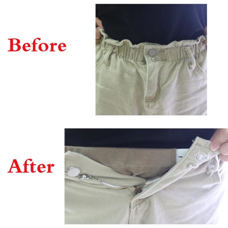 Product Introduction of 1Pc Adjustable Extended Waistband Pants Jeans Elastic Waistband with Extended Buttons Pregnancy Clothing Accessories 3