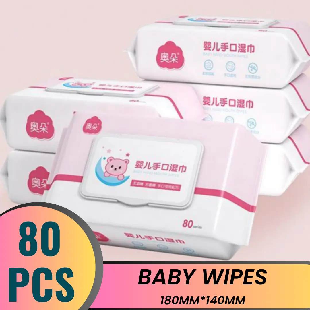 80 Pcs Cute Bear NON ALCOHOL BABY WIPES / BABY WET TISSUE ANTI BACTERIAL WET TISSUE / TISU BASAH BAYI / TISSUE BASAH