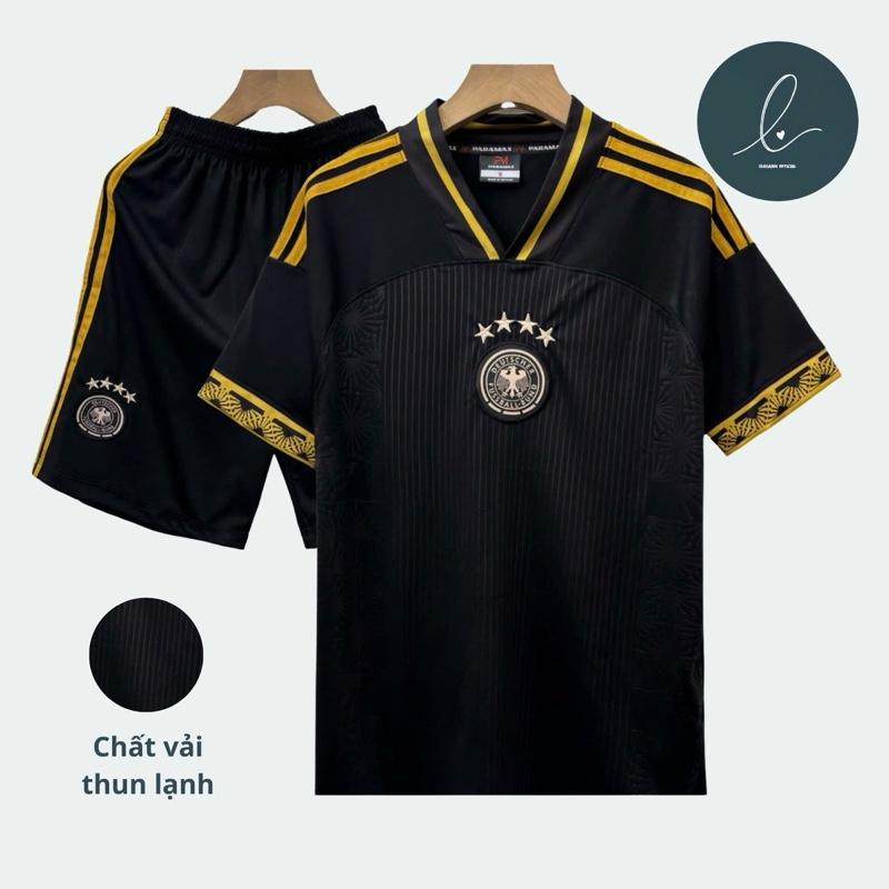 Bộ quần áo thể thao đồ đá banh ĐỨC VÀNG ĐEN logo THÊU vải thun lạnh cao cấp loại I Top Sport