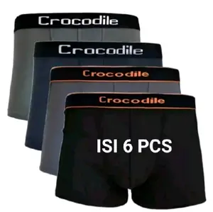 PAKET 6 PCS Celana Dalam Pria Boxer LIKE Soft Warna Poliester Spandek CD Boxer Ice Silk Yang Lagi Viral Pendek Remaja Hitam