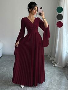 Vestido maxi elegante de corte A para mujer, con mangas con volantes y diseño de dobladillo con volantes, perfecto para fiestas y uso diario, ropa de moda para mujer