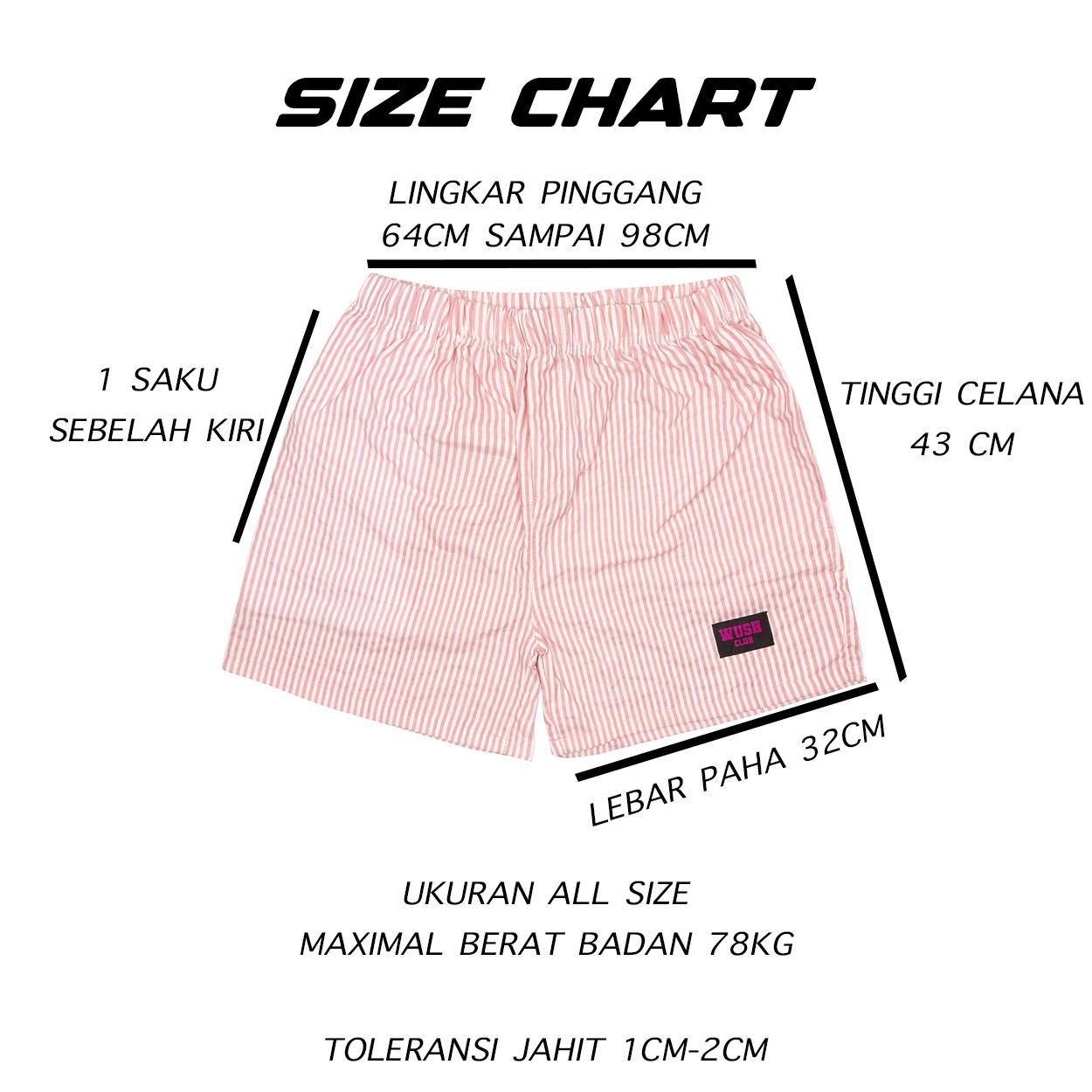 Wush Club Celana Boxer Pendek Kolor Distro Pria Wanita Motif Salur Garis Garis Navy