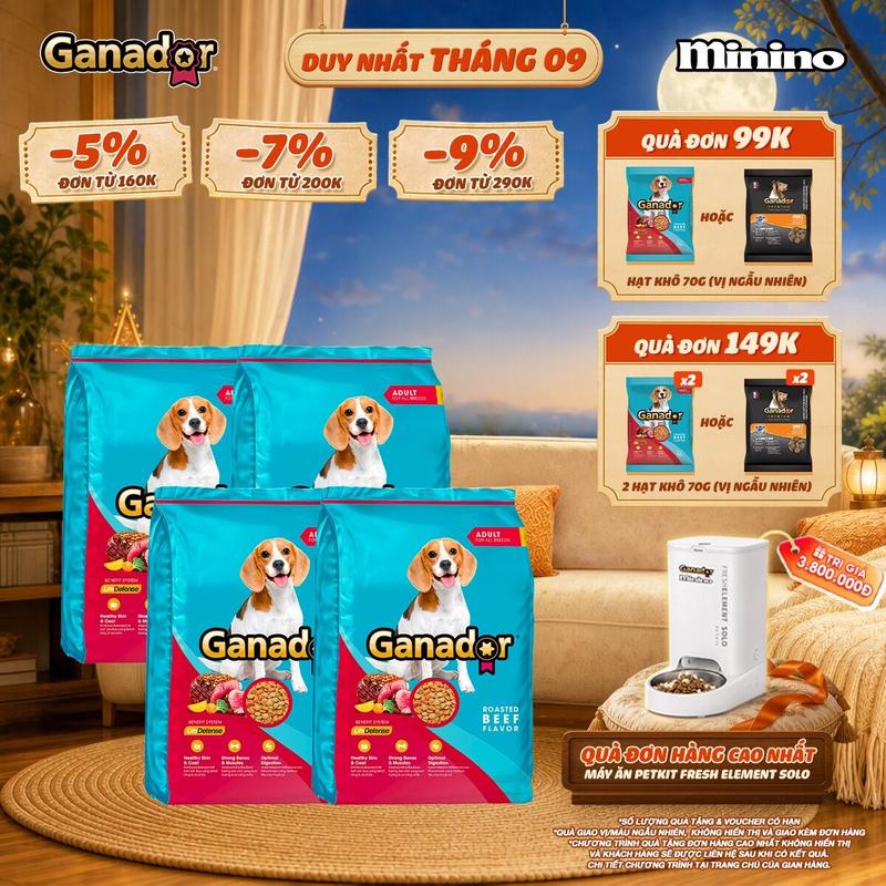 Combo 4 x Thức ăn hạt Ganador cho chó trưởng thành 400g