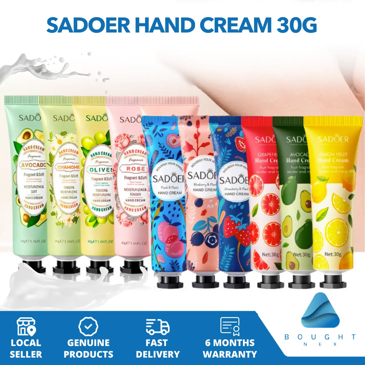 Sadoer Moisturizing Hand Cream 30g Luxurious Hydrating Silky Nourishing Softening Skin Moisturizer for All-Day Comfort