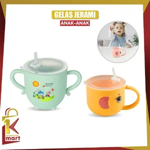 [COD] SM C381 C382 Gelas Jerami Mug Minum Anak Anti Tumpah Baby Cup Wheat Straw Karakter Kartun Bayi