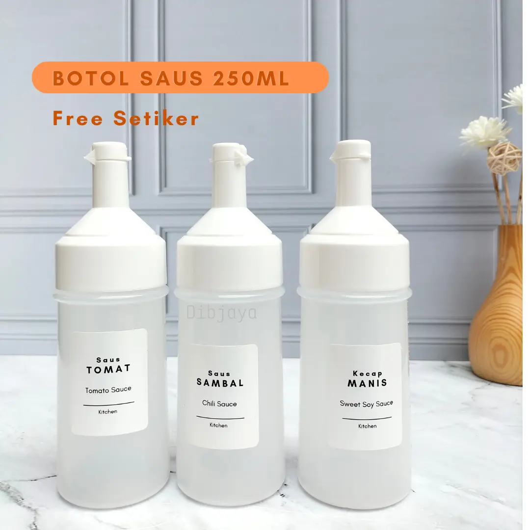 BOTOL SAUS AESTETIK 250 ML | TEMPAT SAOS KECAP PREMIUM FREE SETIKER MINIMALIS KOREAN STYLE