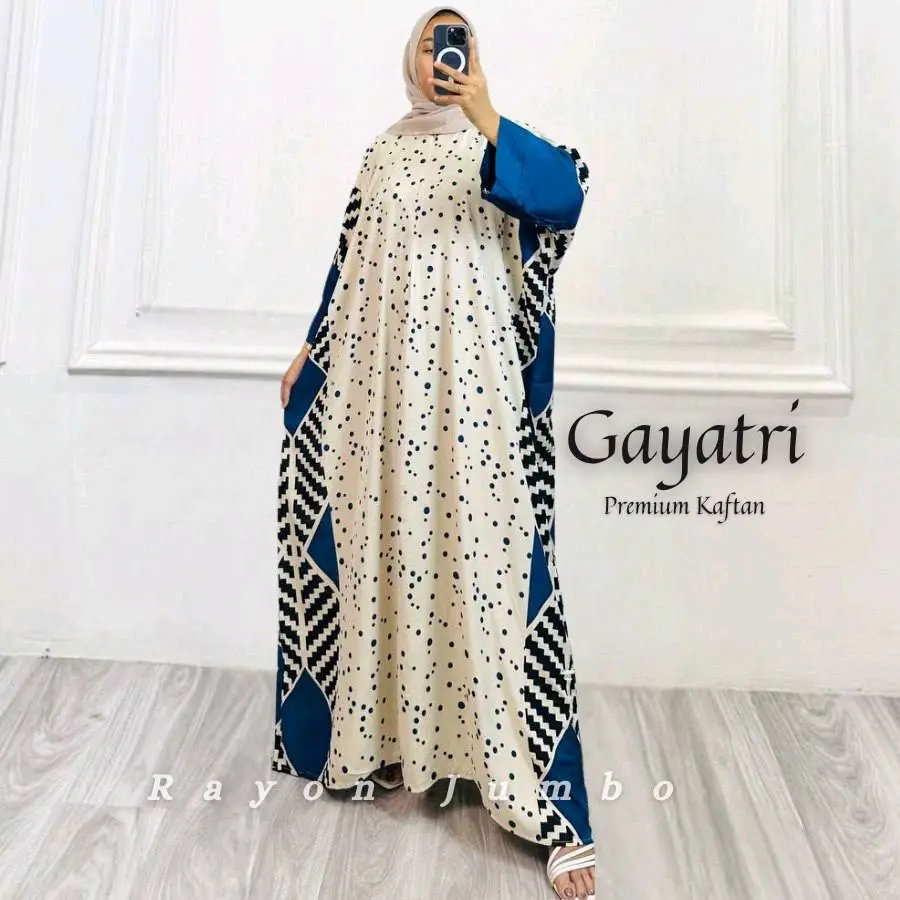Kaftan Rayon Gayatri Jumbo Tebal Termurah adem halus Busui bumil dress homedreess Muslim Wanita Gamis Motif Daster Lebaran Mewah Hitam remaja Panjang Pekalongan