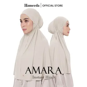 Hameeda - Amara Instant Hijab | Bergo Jersey Lembut Panjang Santai Nyaman Kerudung Muslim Instan Dewasa