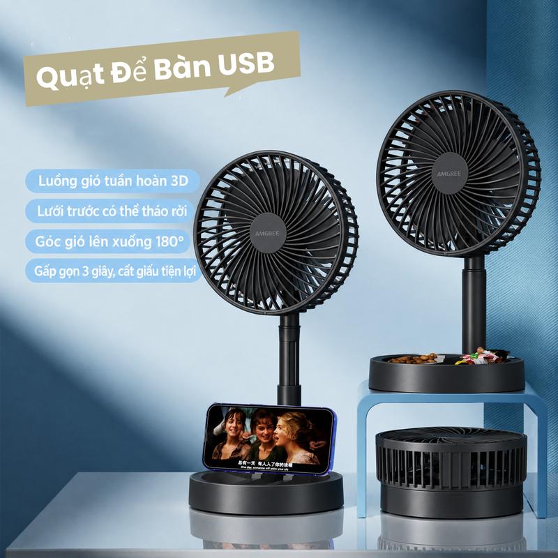 Quạt Cắm Điện Cổng USB - Quạt Gấp Gọn - Quạt Để Bàn Nhỏ Gọn Tiện Lợi Phụ Kiện Không tích điện
