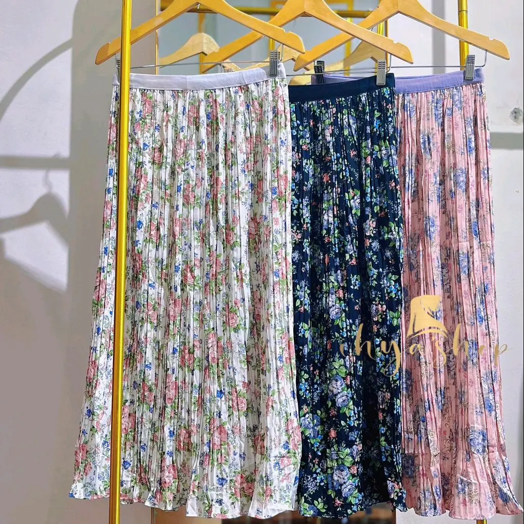 Rok plisket premium outfit kekinian bahan katun premium lembut halus